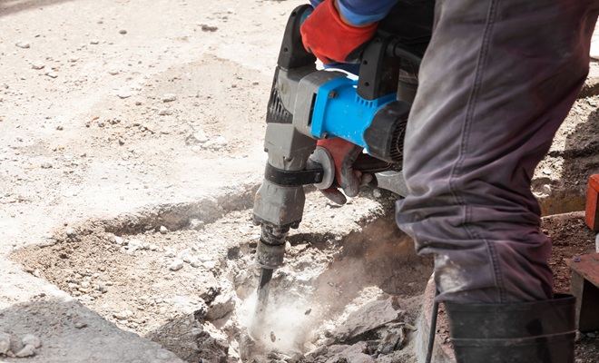 Jackhammer on driveway