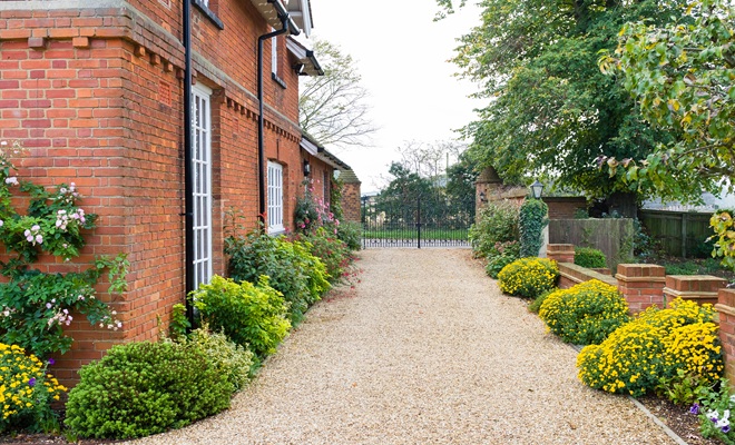 Long gravel driveway