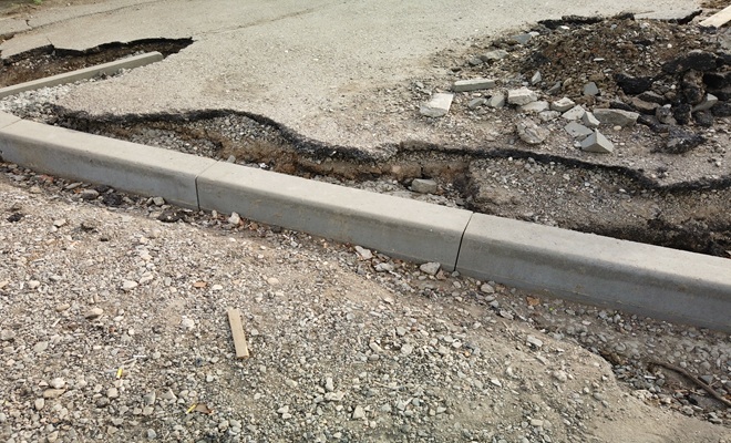 Kerb being installed