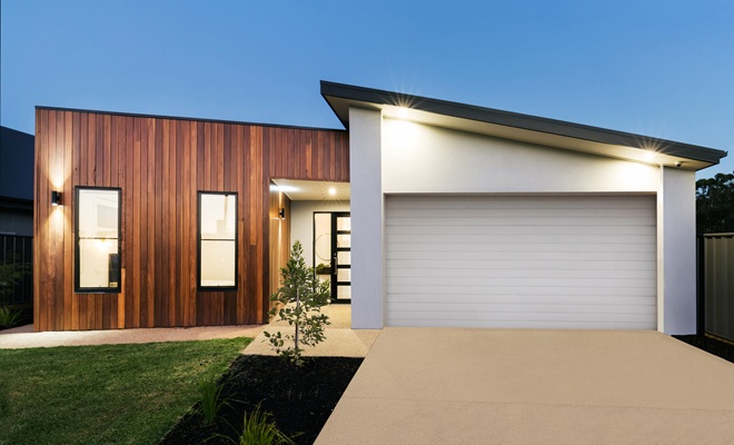 Modern house with lights