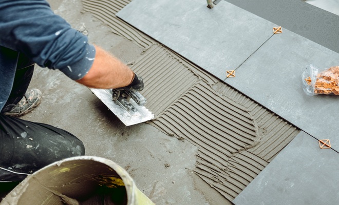 Tiled floor installation