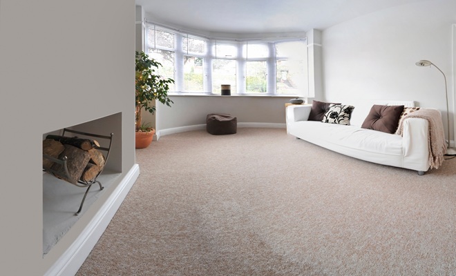 Living room with bay window