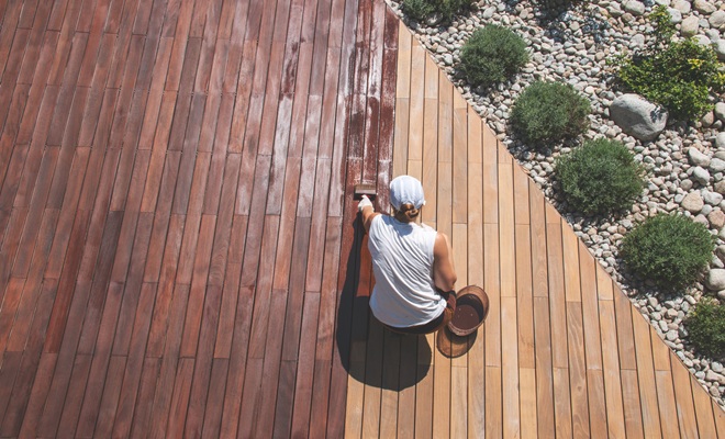 Decking being stained