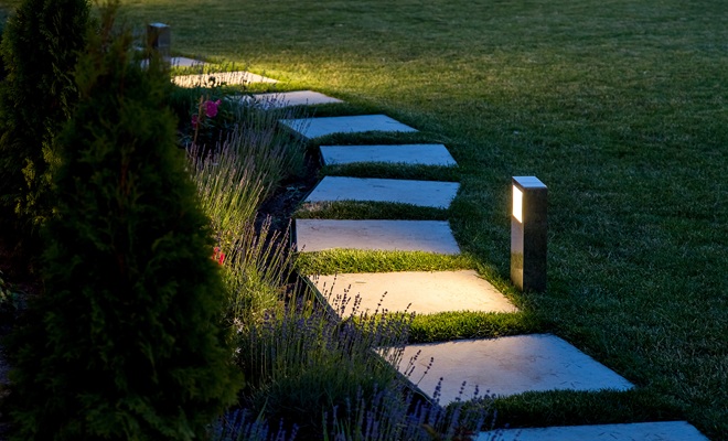 Garden path with lights