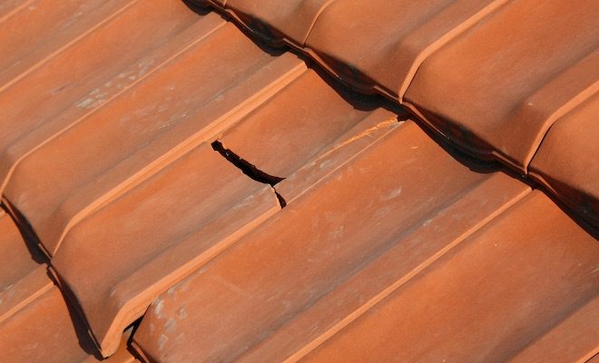 broken clay roof tile