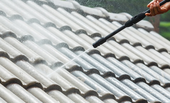 spray nozzle directed on roof