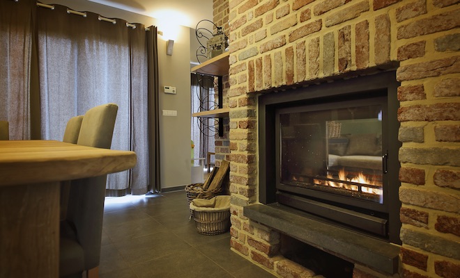 square fire in a cosy living room