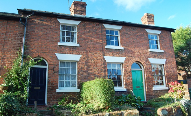 Sash windows on house