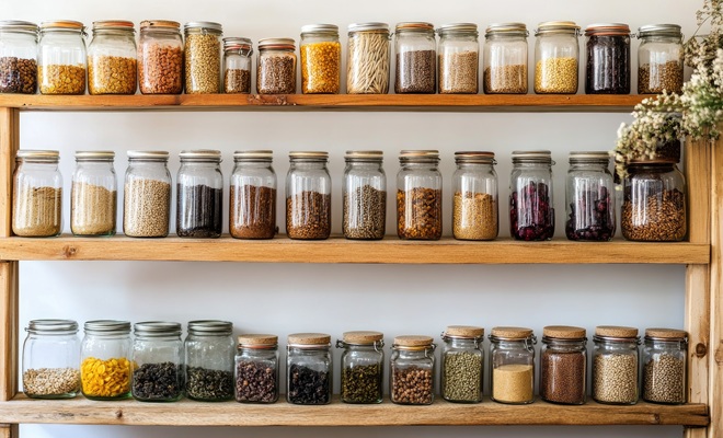 Open shelves with spices