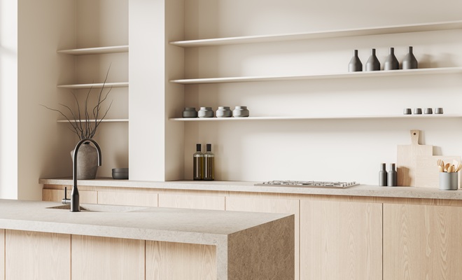 Minimalist open shelves