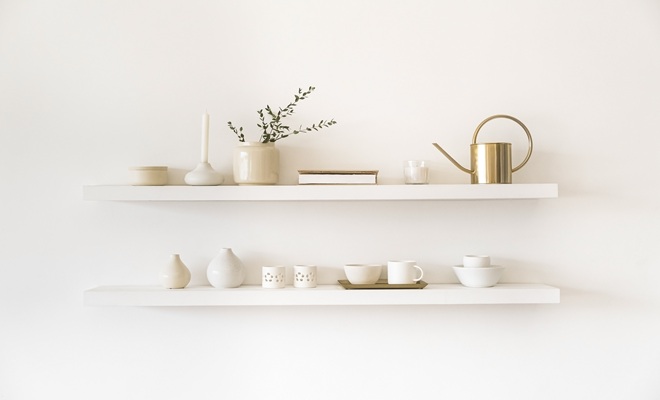 White open shelves