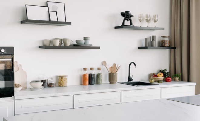 Kitchen with open shelves