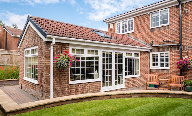 sunroom on modern house viewed from outside