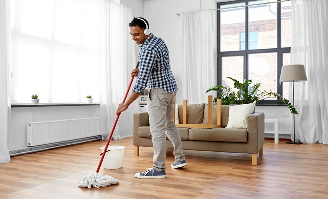 Man mopping