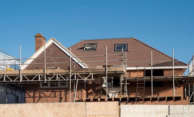 House with scaffolding