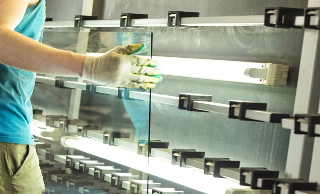 Man in glazing factory