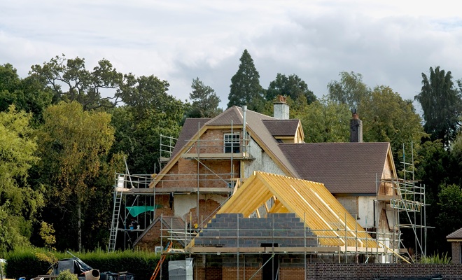 Extension being built big house