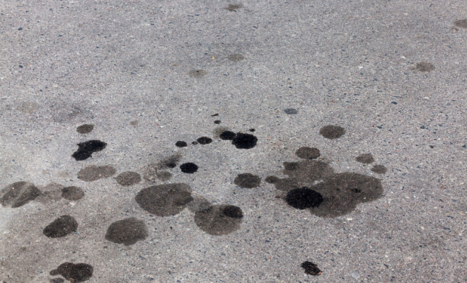 Oil stained tarmac driveway