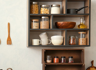 Opening kitchen shelving