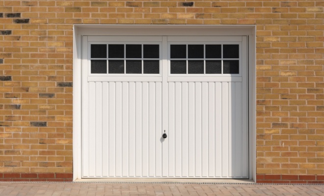 white side hinged garage door