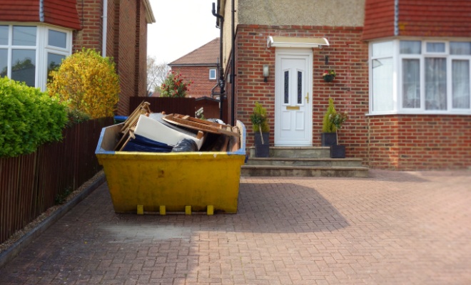 skip outside house