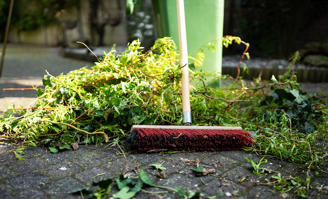 brushing garden waste