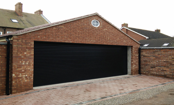 Black garage door