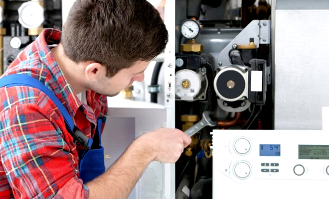 Man installing a boiler