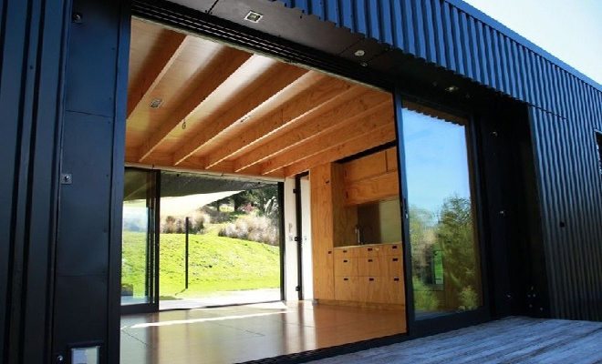 looking inside a steel prefab