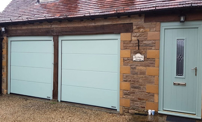 Blue garage door