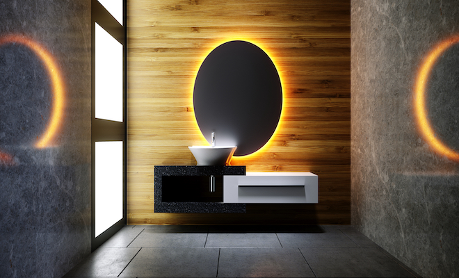 light up LED mirror in bathroom