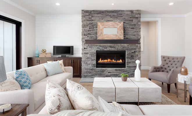 tiled fireplace