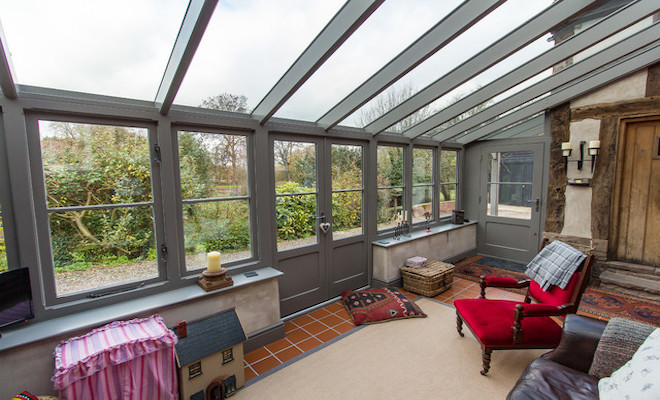 Grey lean to conservatory