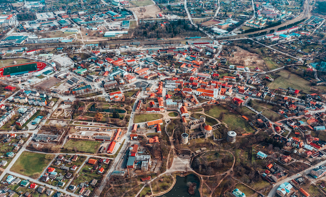 arieal view of a town