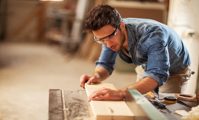 Male joiner working