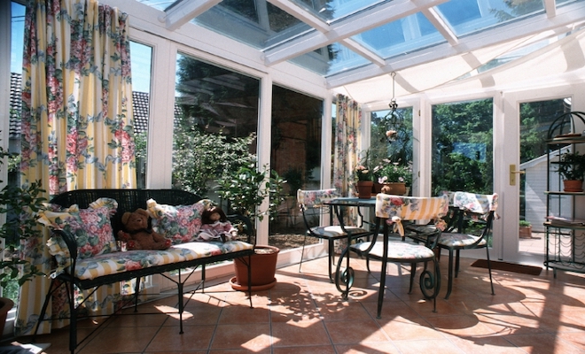 White lean to conservatory