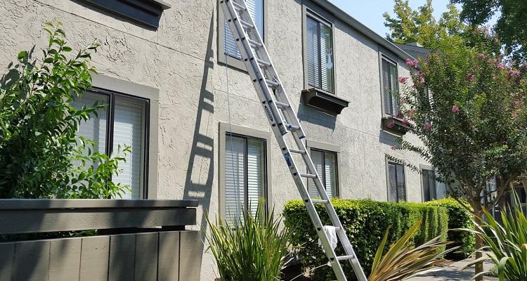 ladder on house