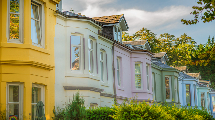 row of colourful houses